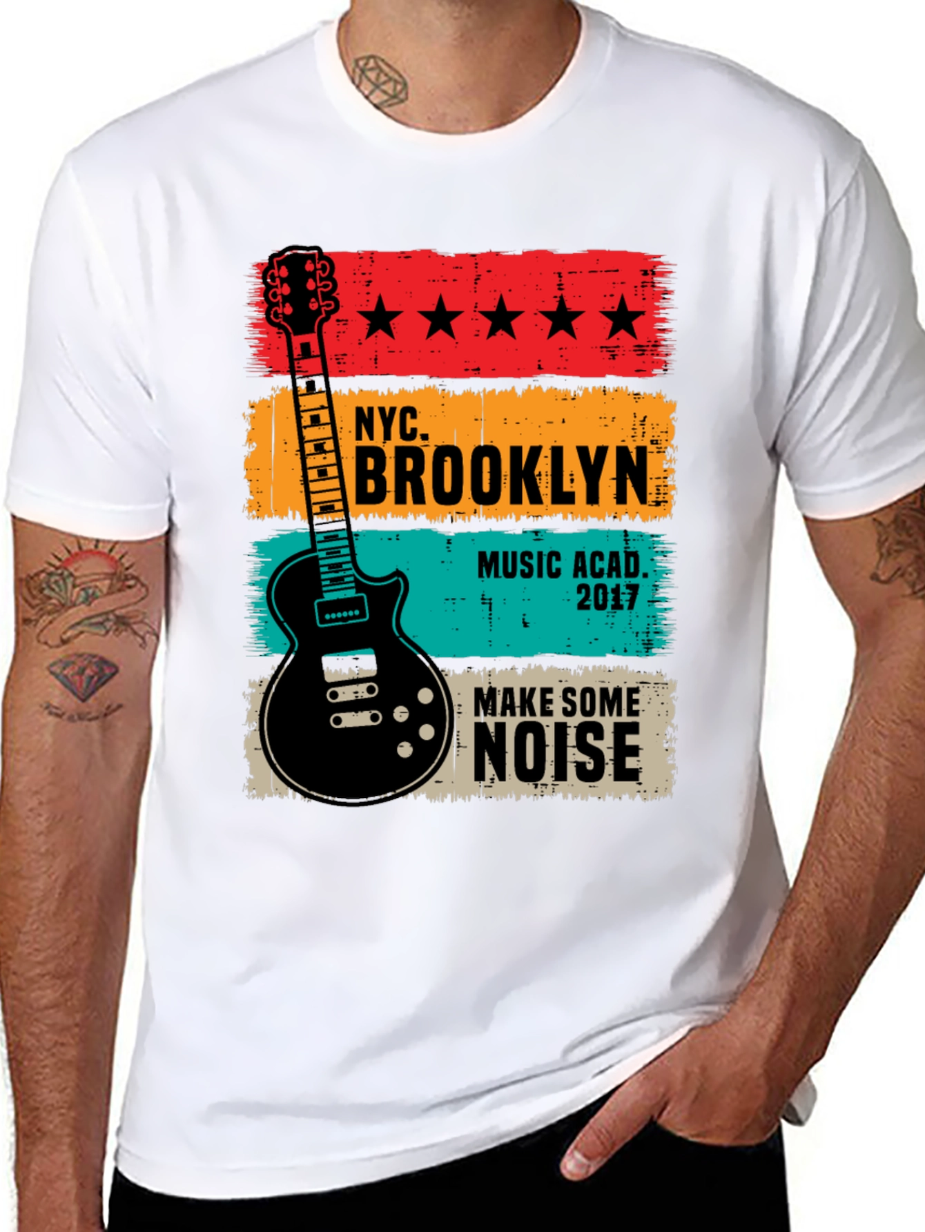 NYC Brooklyn Music T-Shirt Guitar Tee