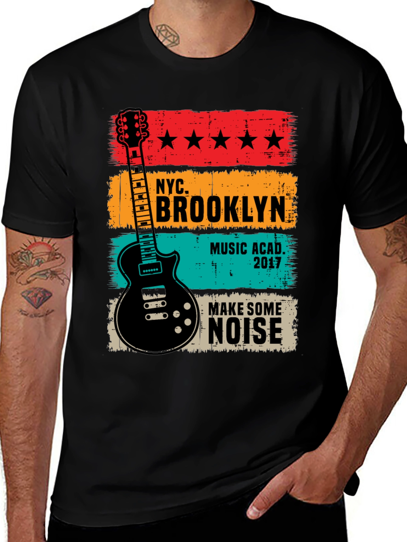 NYC Brooklyn Music T-Shirt Guitar Tee