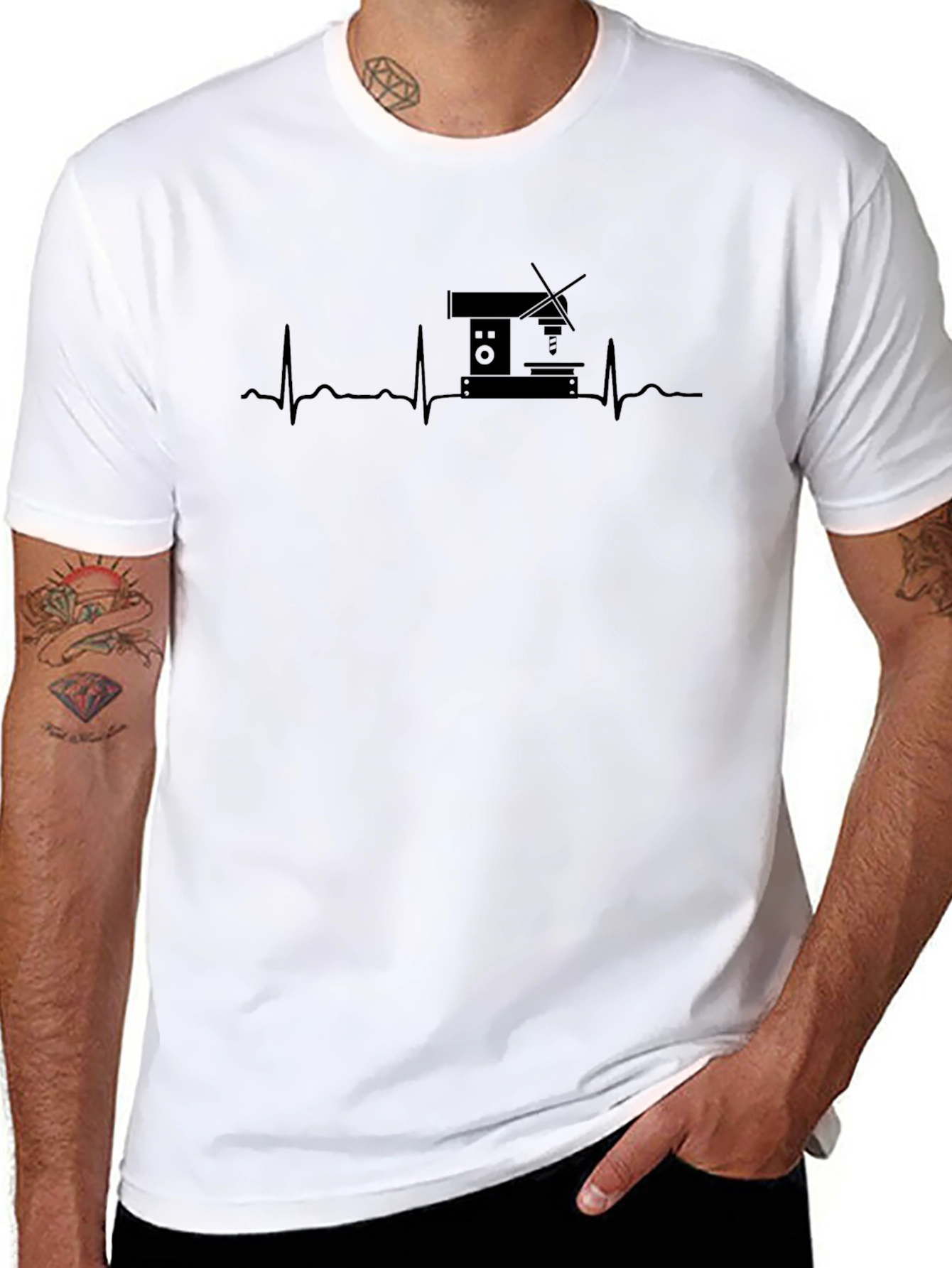 Machinist Heartbeat T-Shirt - Black