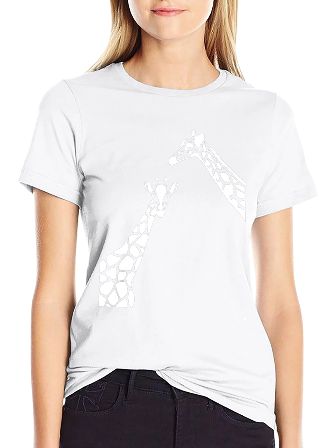 Giraffe Graphic Tee - Black Cotton T-Shirt