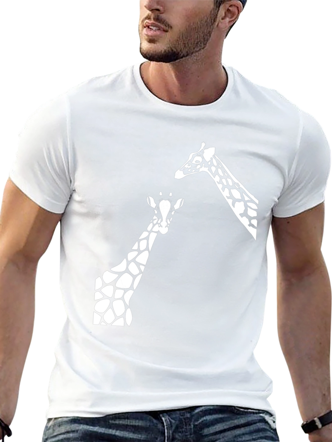 Giraffe Graphic Tee - Black Cotton T-Shirt