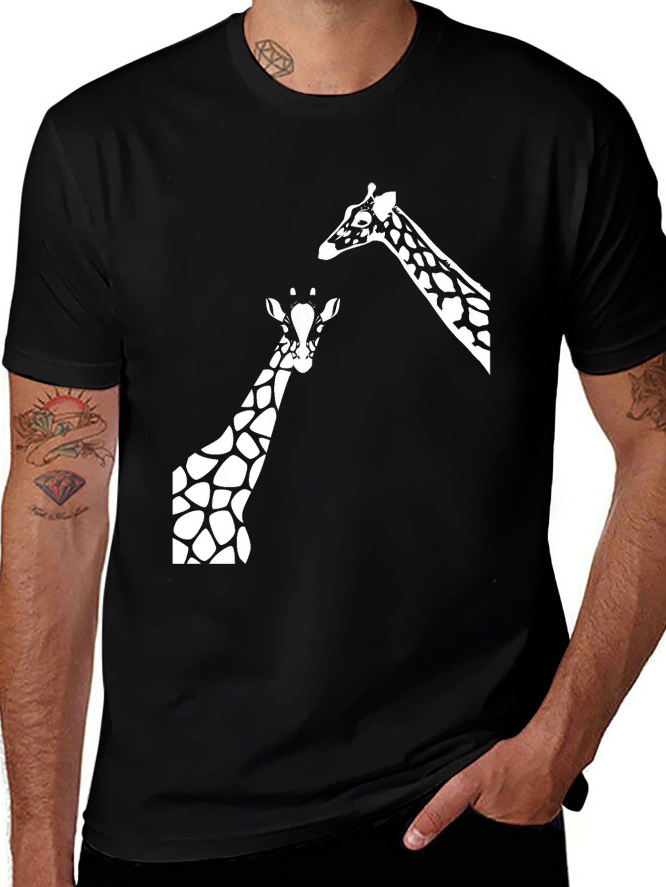 Giraffe Graphic Tee - Black Cotton T-Shirt
