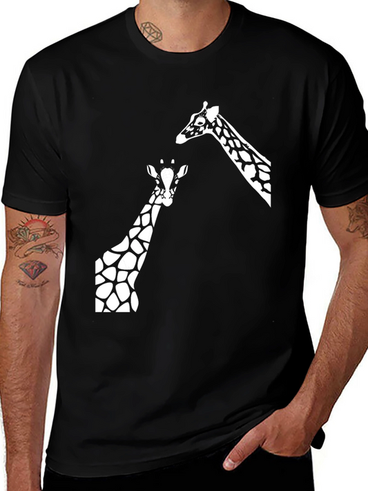 Giraffe Graphic Tee - Black Cotton T-Shirt