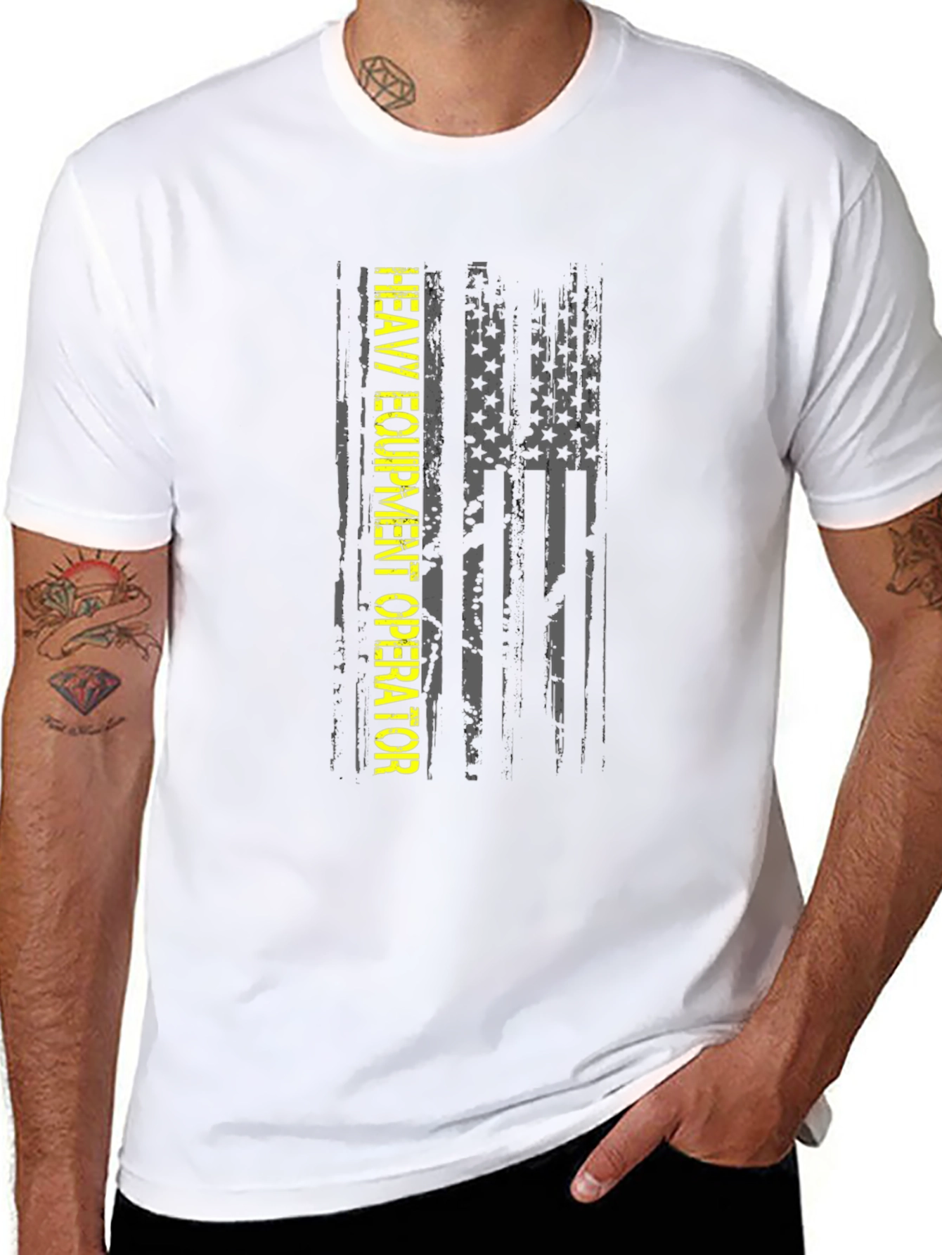 Heavy Equipment Operator Distressed Flag T-Shirt