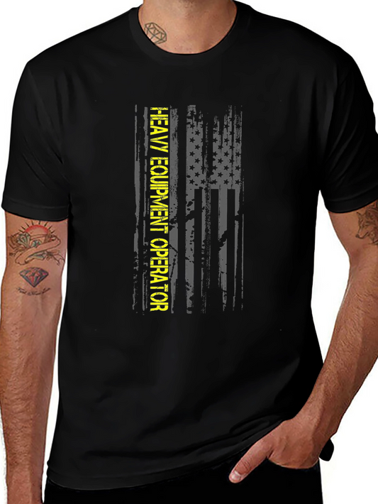 Heavy Equipment Operator Distressed Flag T-Shirt