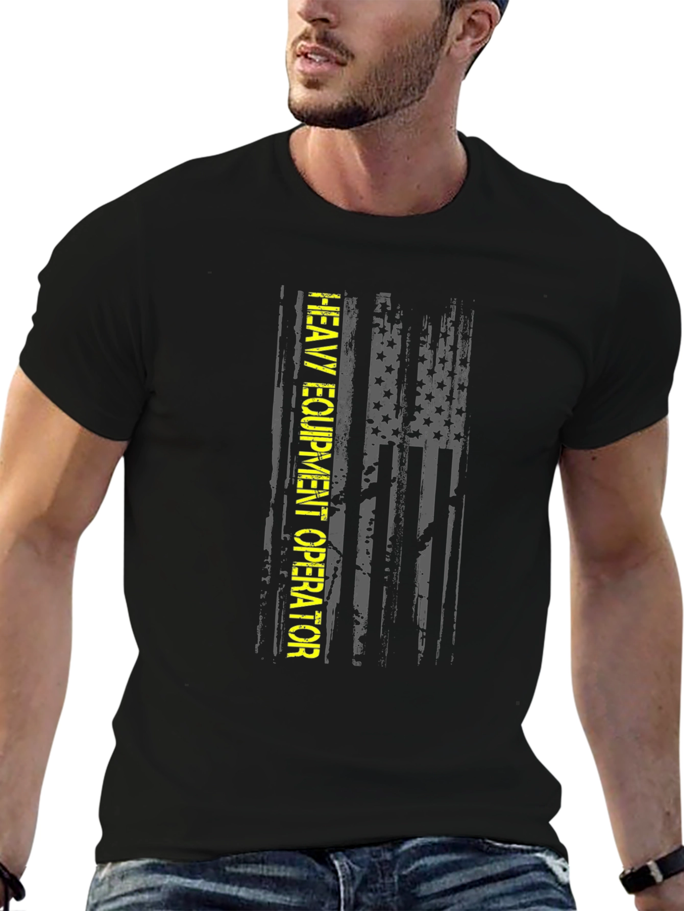 Heavy Equipment Operator Distressed Flag T-Shirt