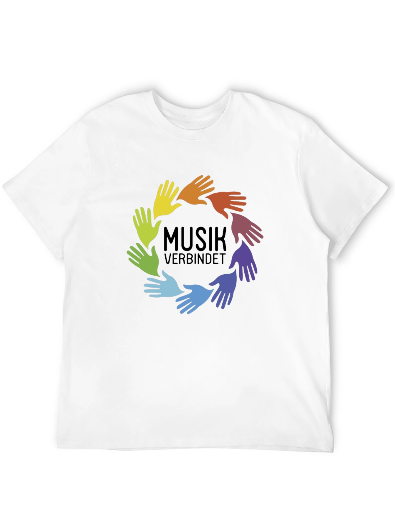 Music Unites T-Shirt - Rainbow Hands Design