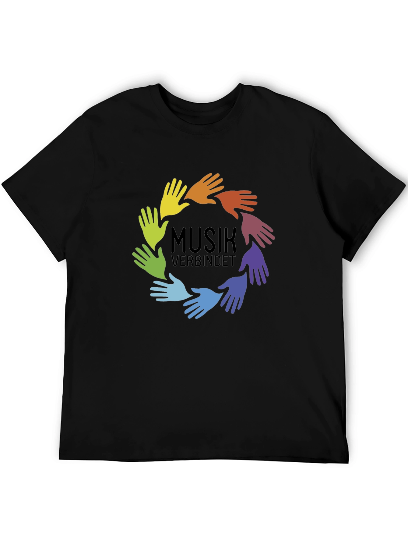 Music Unites T-Shirt - Rainbow Hands Design