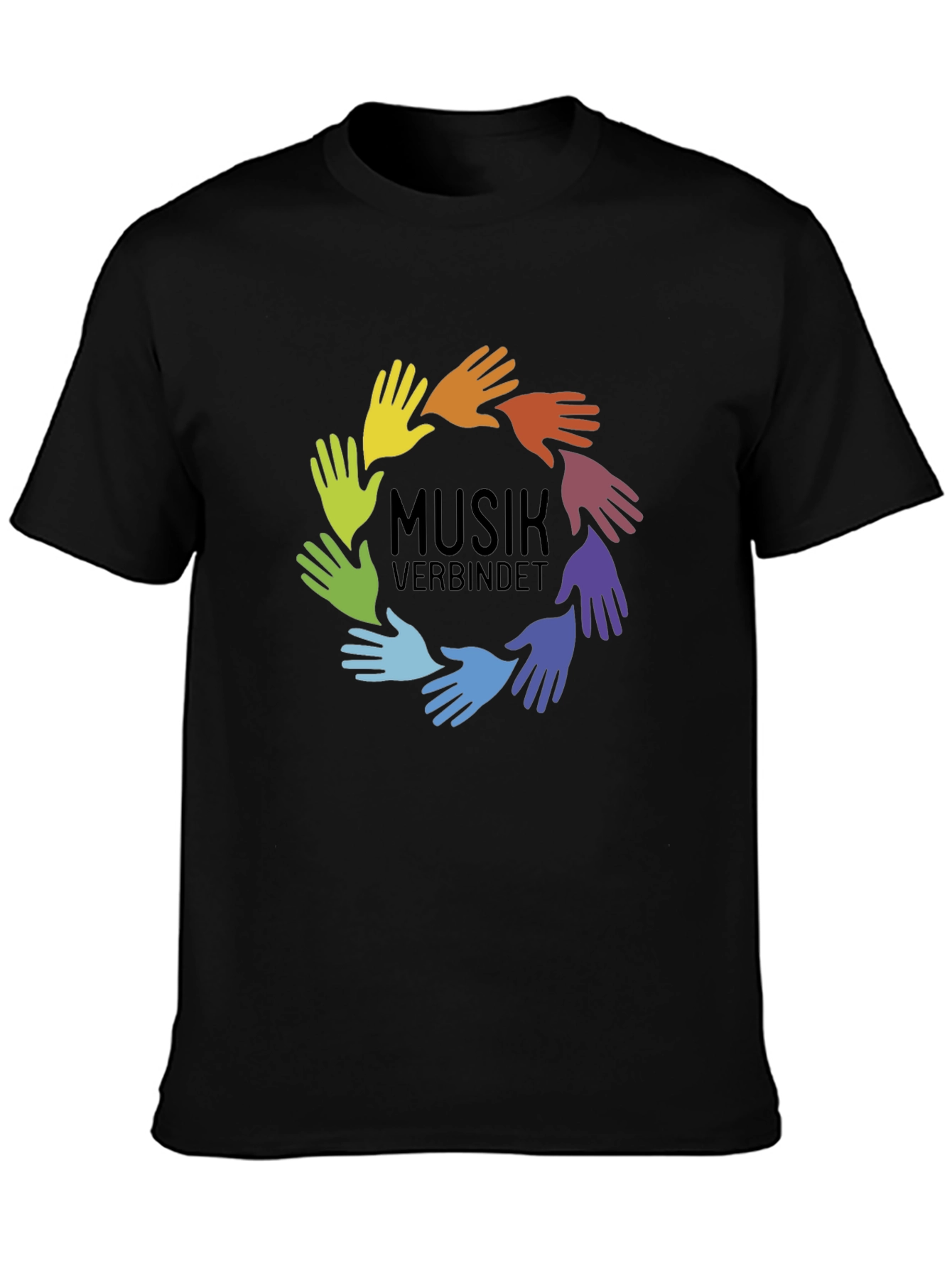 Music Unites T-Shirt - Rainbow Hands Design