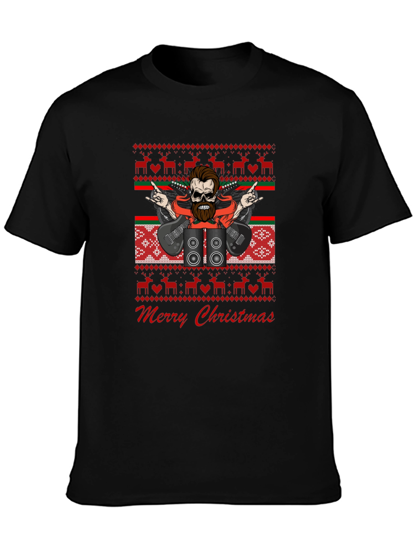 Rock and Roll Christmas T-Shirt - Ugly Sweater Style