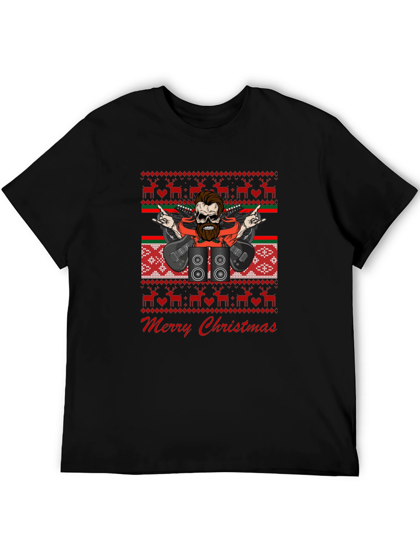 Rock and Roll Christmas T-Shirt - Ugly Sweater Style