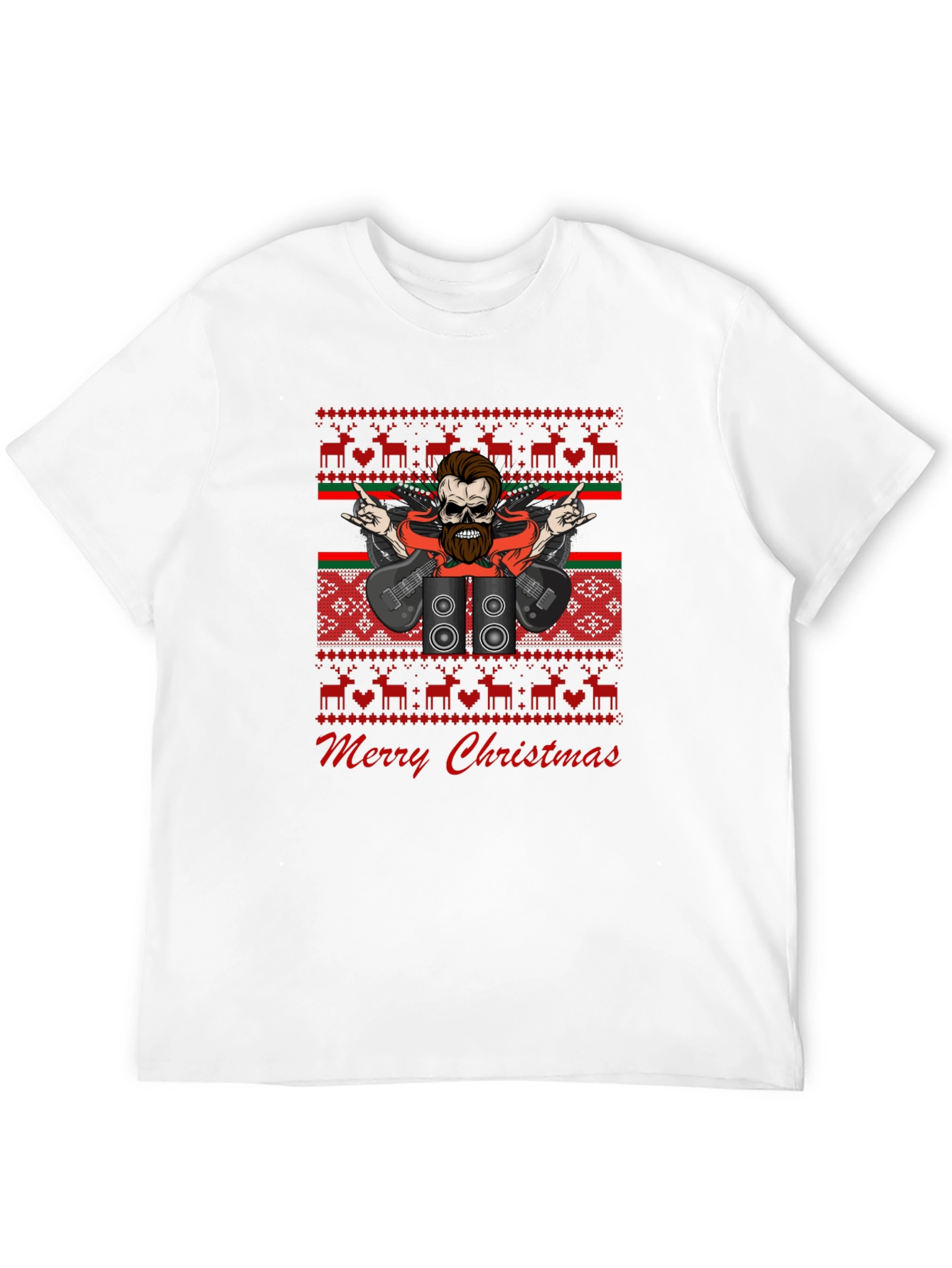 Rock and Roll Christmas T-Shirt - Ugly Sweater Style