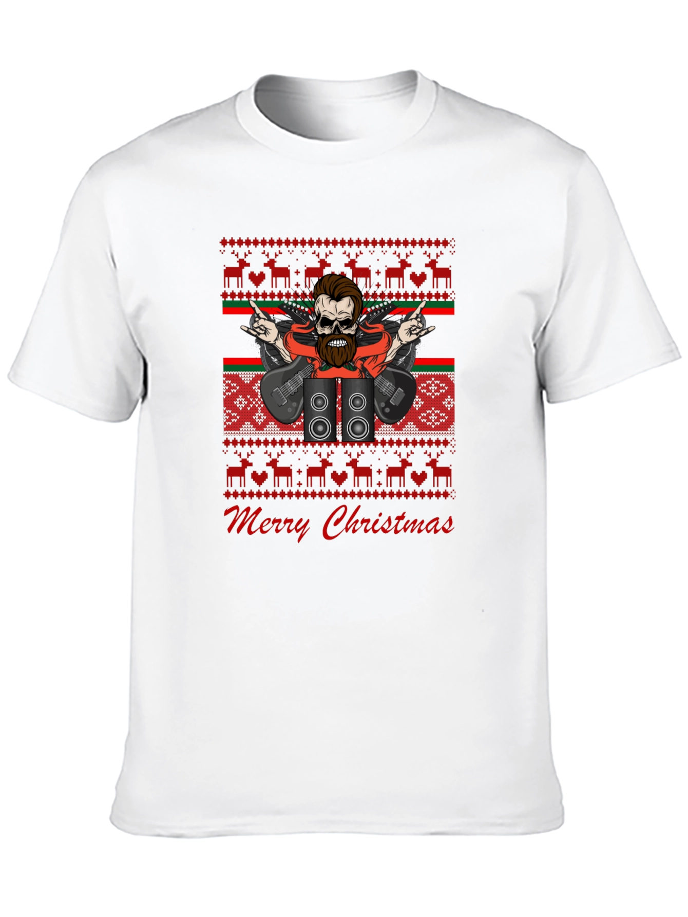 Rock and Roll Christmas T-Shirt - Ugly Sweater Style