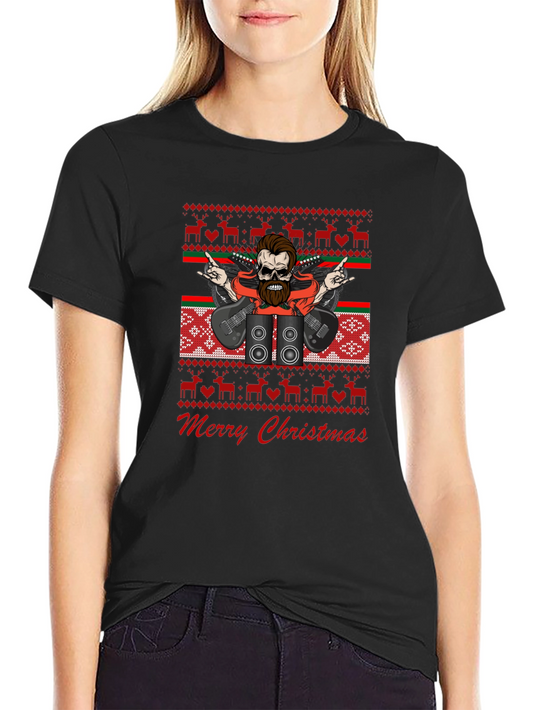 Rock and Roll Christmas T-Shirt - Ugly Sweater Style