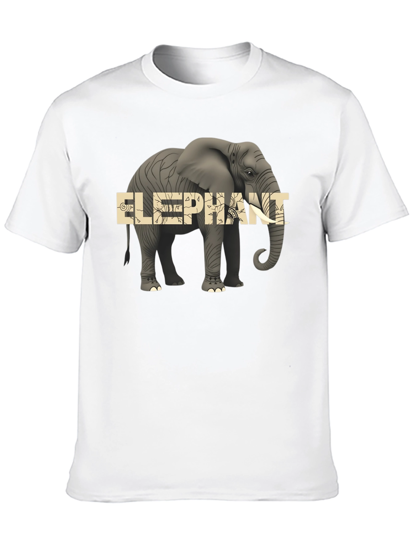 Elephant Graphic Print Mens Black T-Shirt