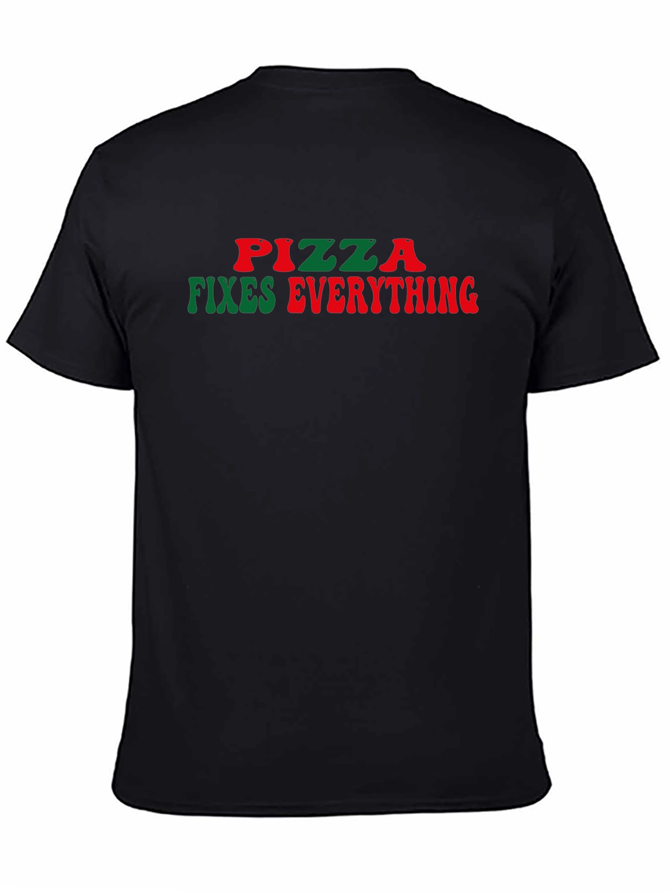 Pizza Fixes Everything Funny Graphic Tee - Black