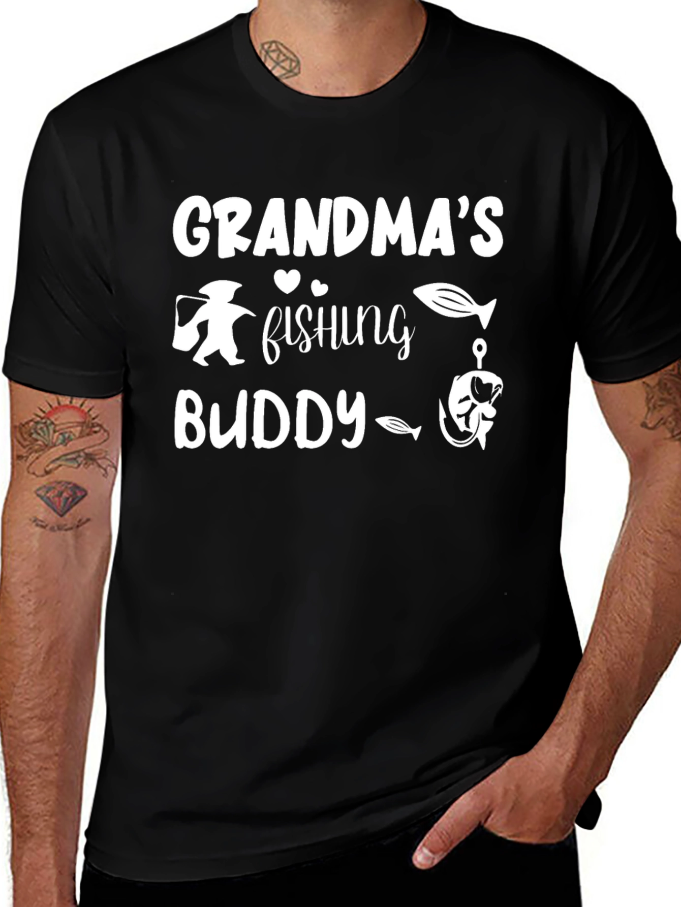 Grandmas Fishing Buddy Black T-Shirt