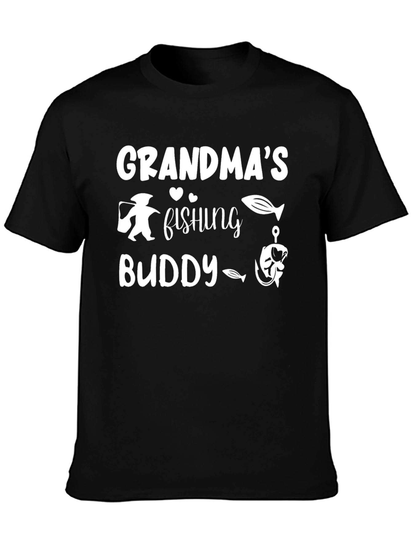Grandmas Fishing Buddy Black T-Shirt