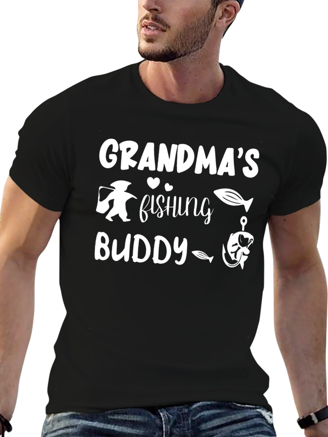 Grandmas Fishing Buddy Black T-Shirt