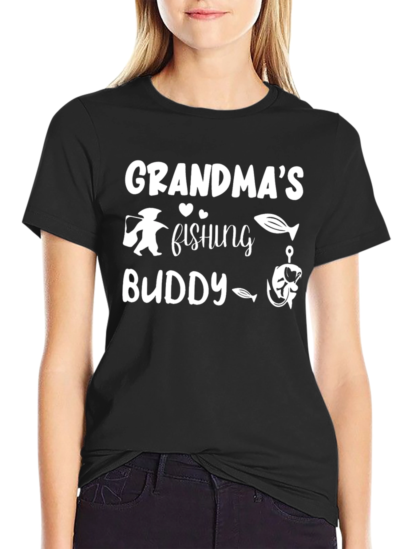 Grandmas Fishing Buddy Black T-Shirt