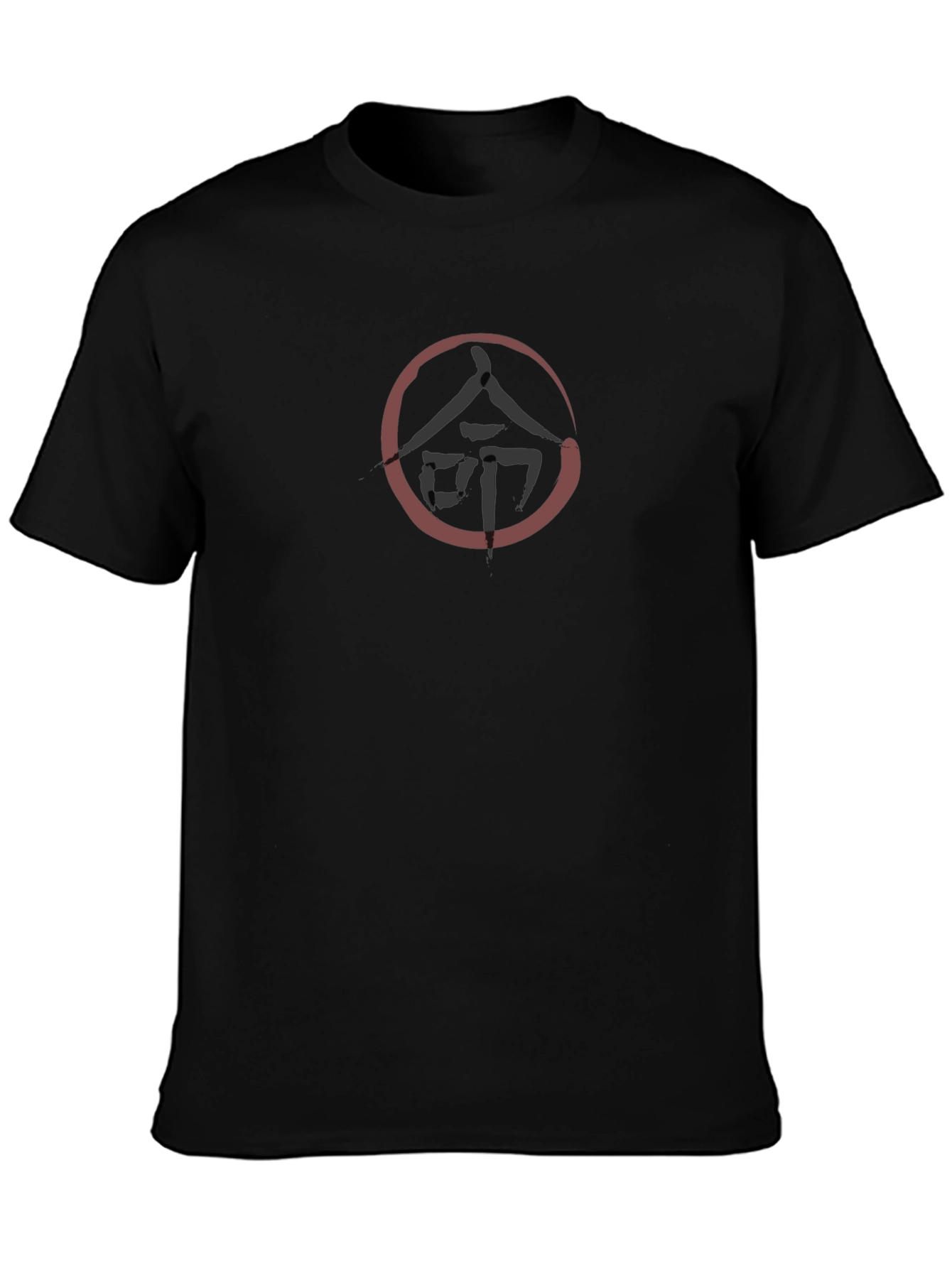 Black T-Shirt with Calligraphy Circle Design