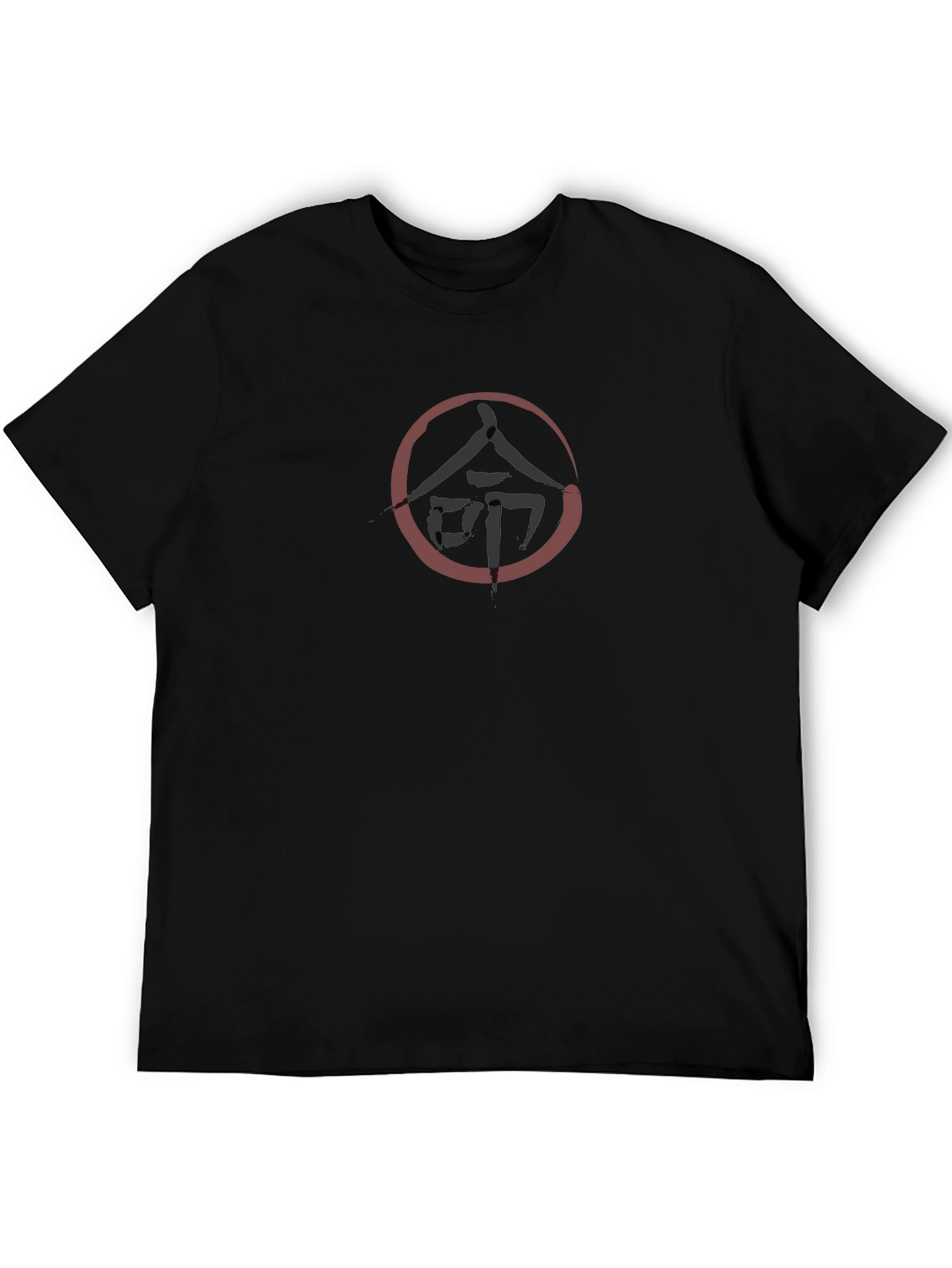 Black T-Shirt with Calligraphy Circle Design