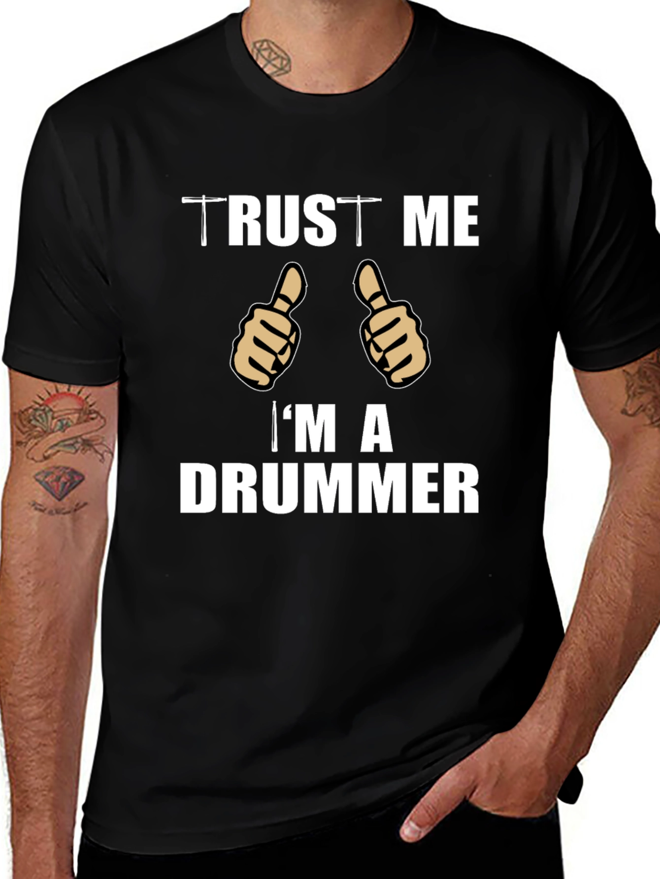 Trust Me Im A Drummer T-Shirt Black Cotton