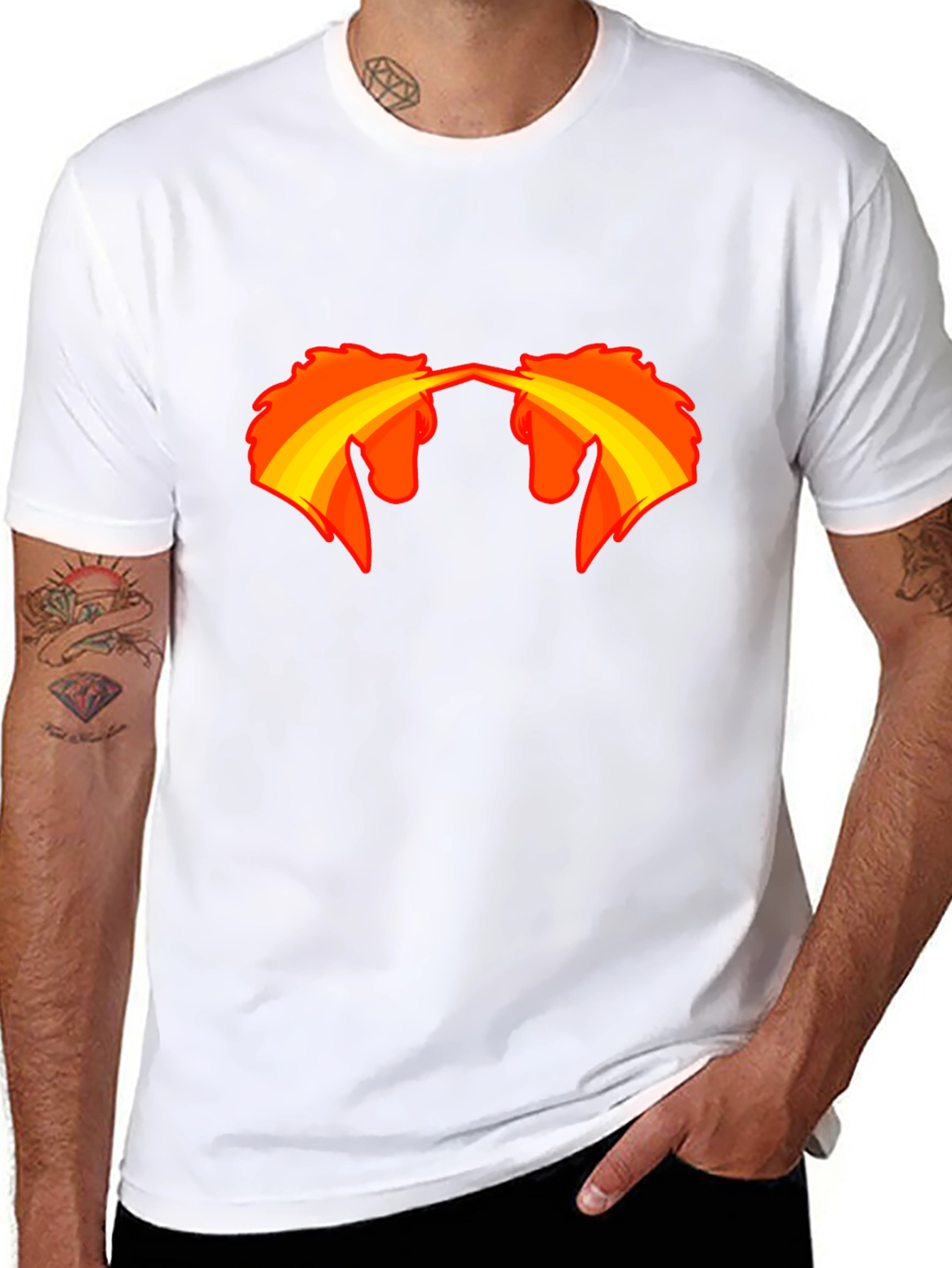Black T-Shirt with Fire-Breathing Unicorn Graphic