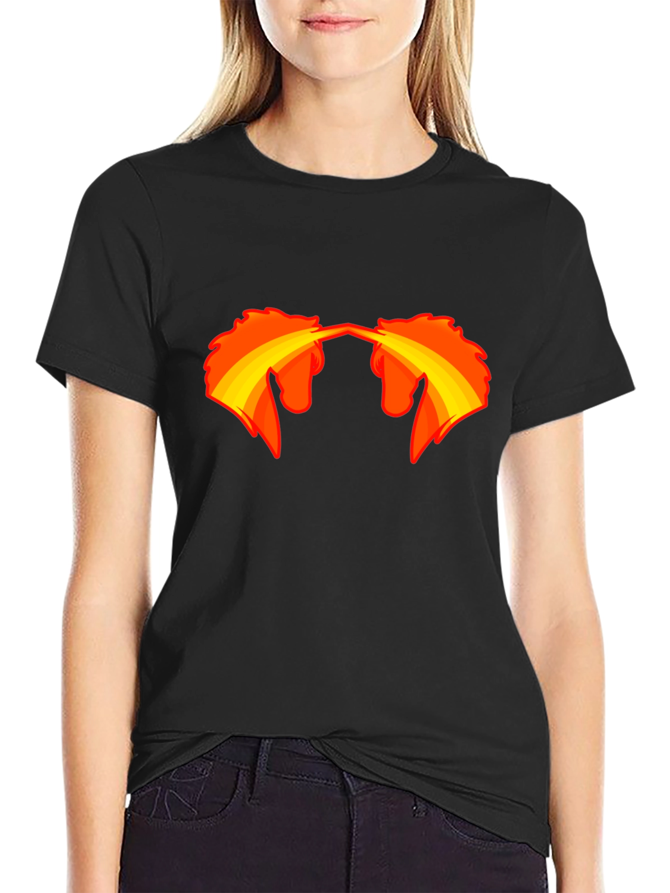 Black T-Shirt with Fire-Breathing Unicorn Graphic