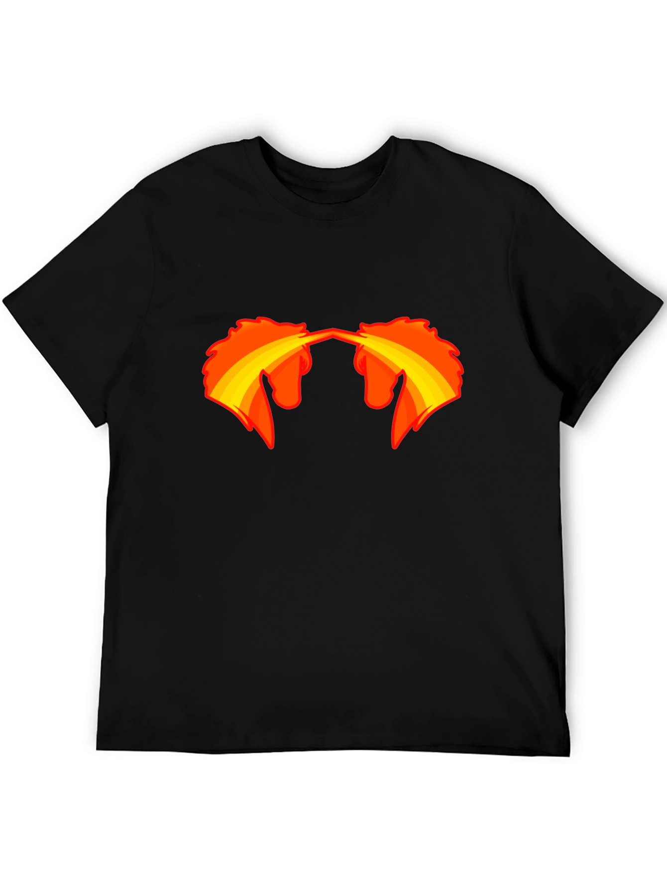 Black T-Shirt with Fire-Breathing Unicorn Graphic