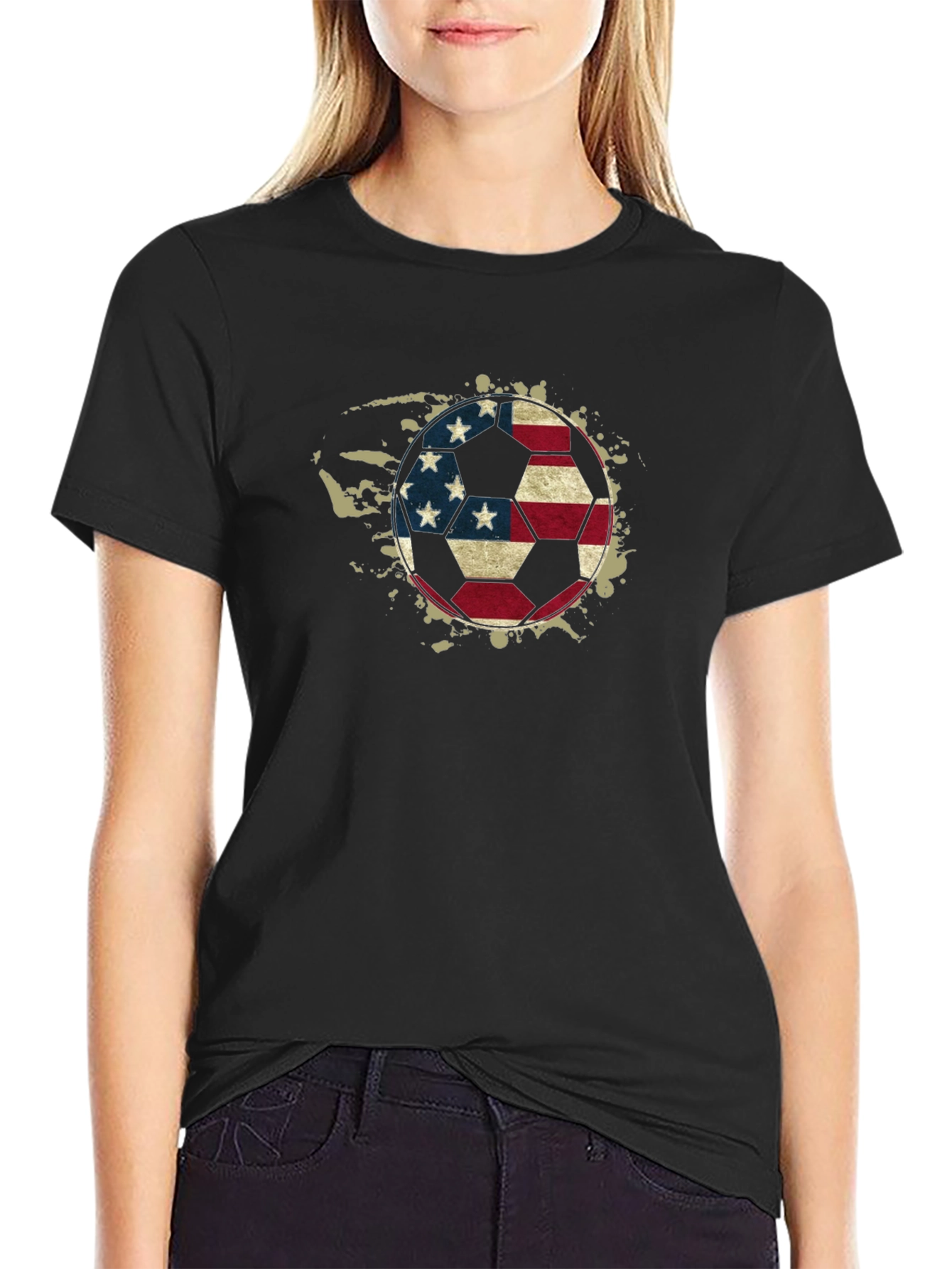 USA Flag Soccer Ball Graphic T-Shirt