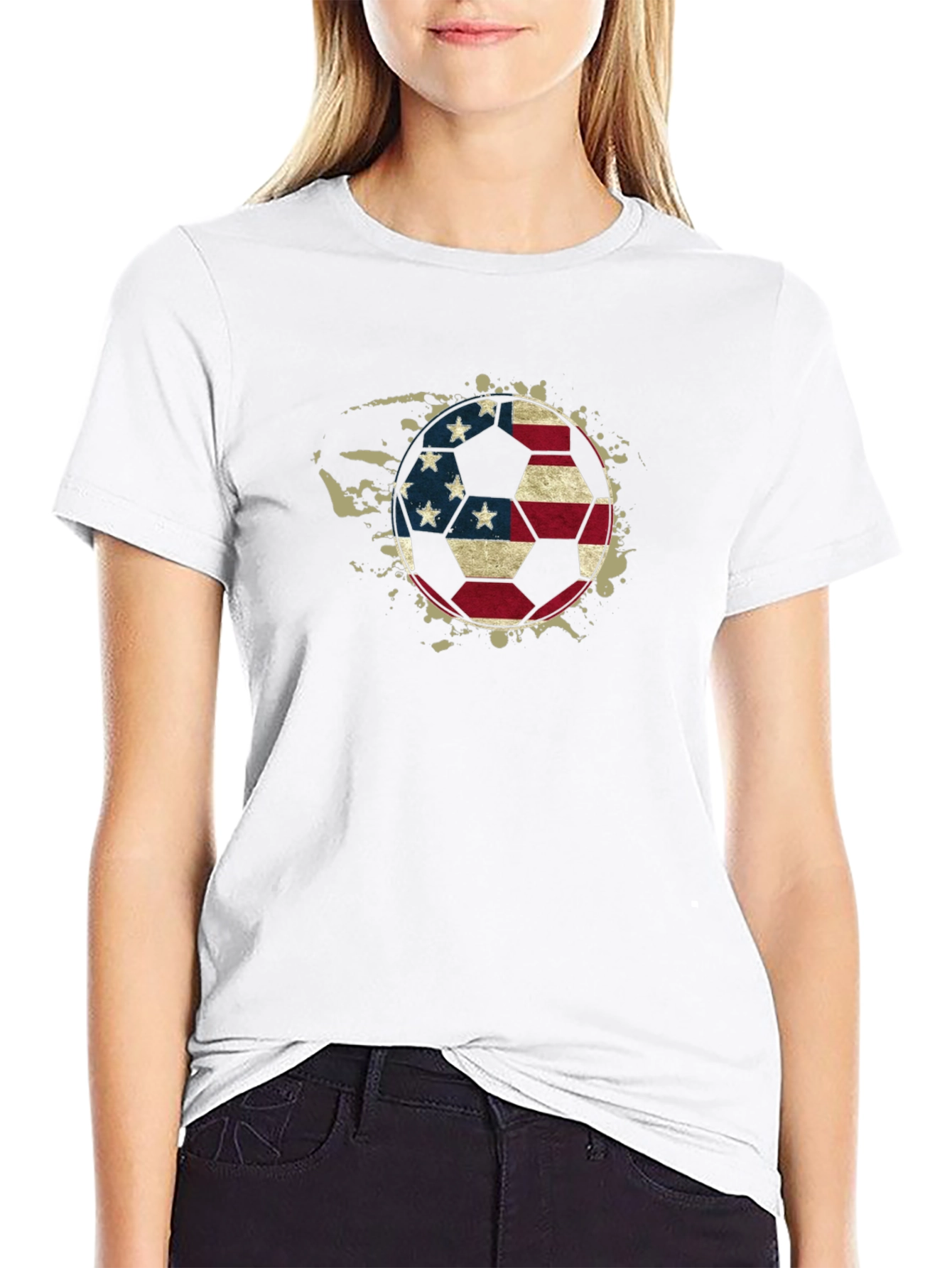 USA Flag Soccer Ball Graphic T-Shirt