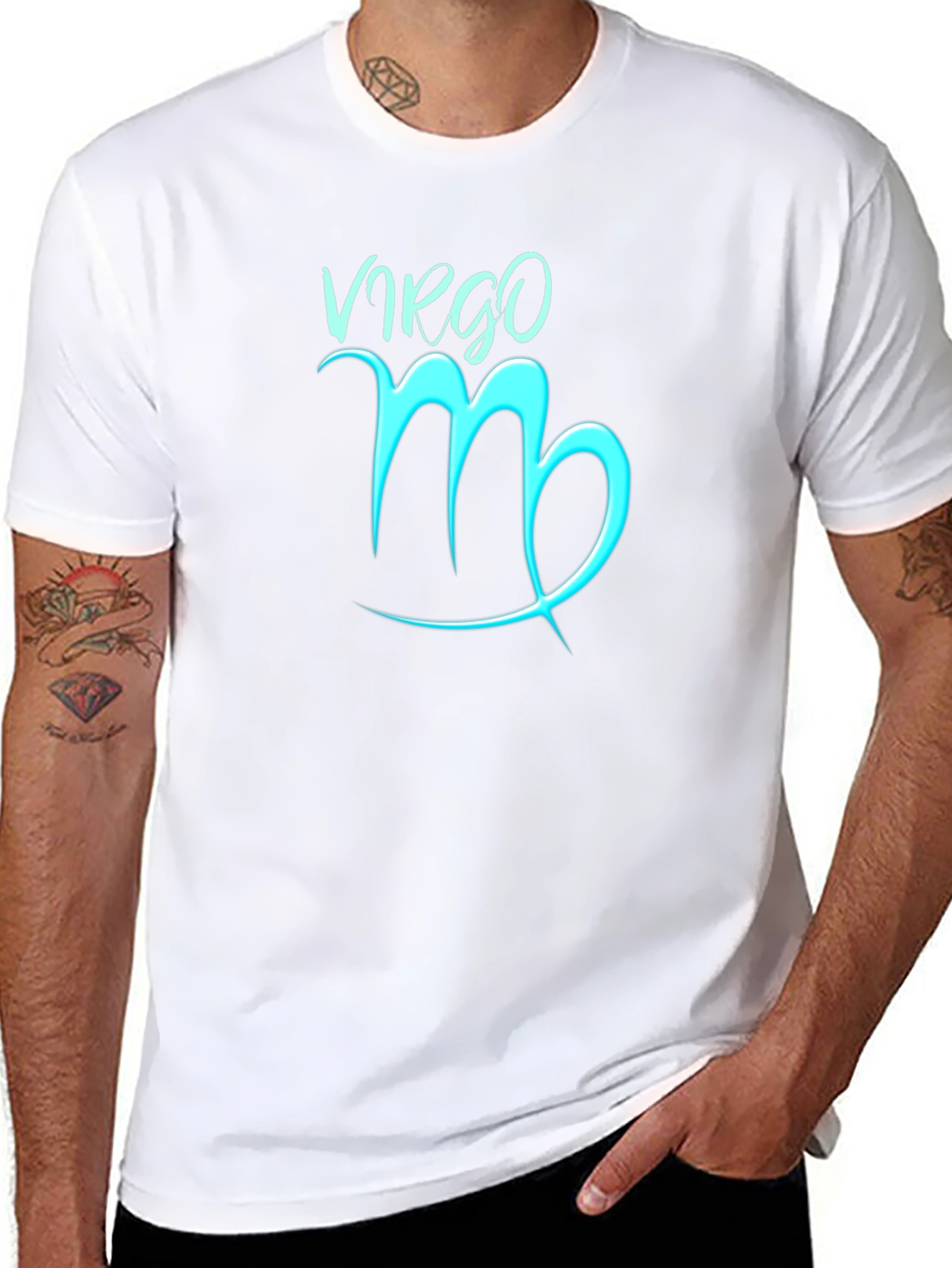 Virgo Zodiac Sign Graphic Tee - Black Cotton Blend