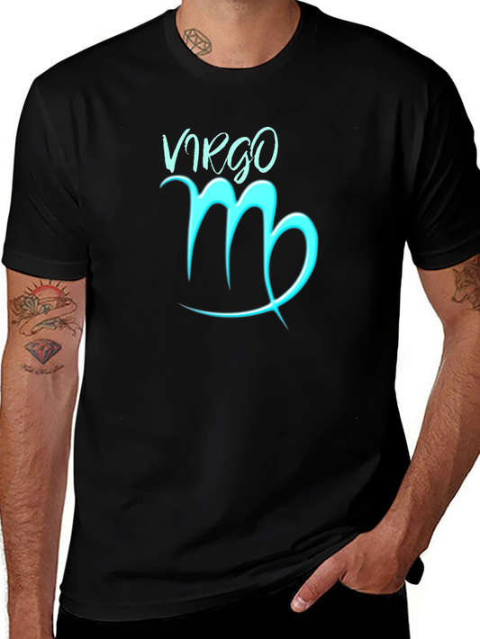 Virgo Zodiac Sign Graphic Tee - Black Cotton Blend