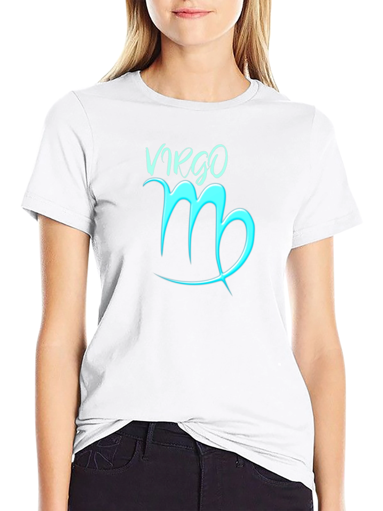 Virgo Zodiac Sign Graphic Tee - Black Cotton Blend