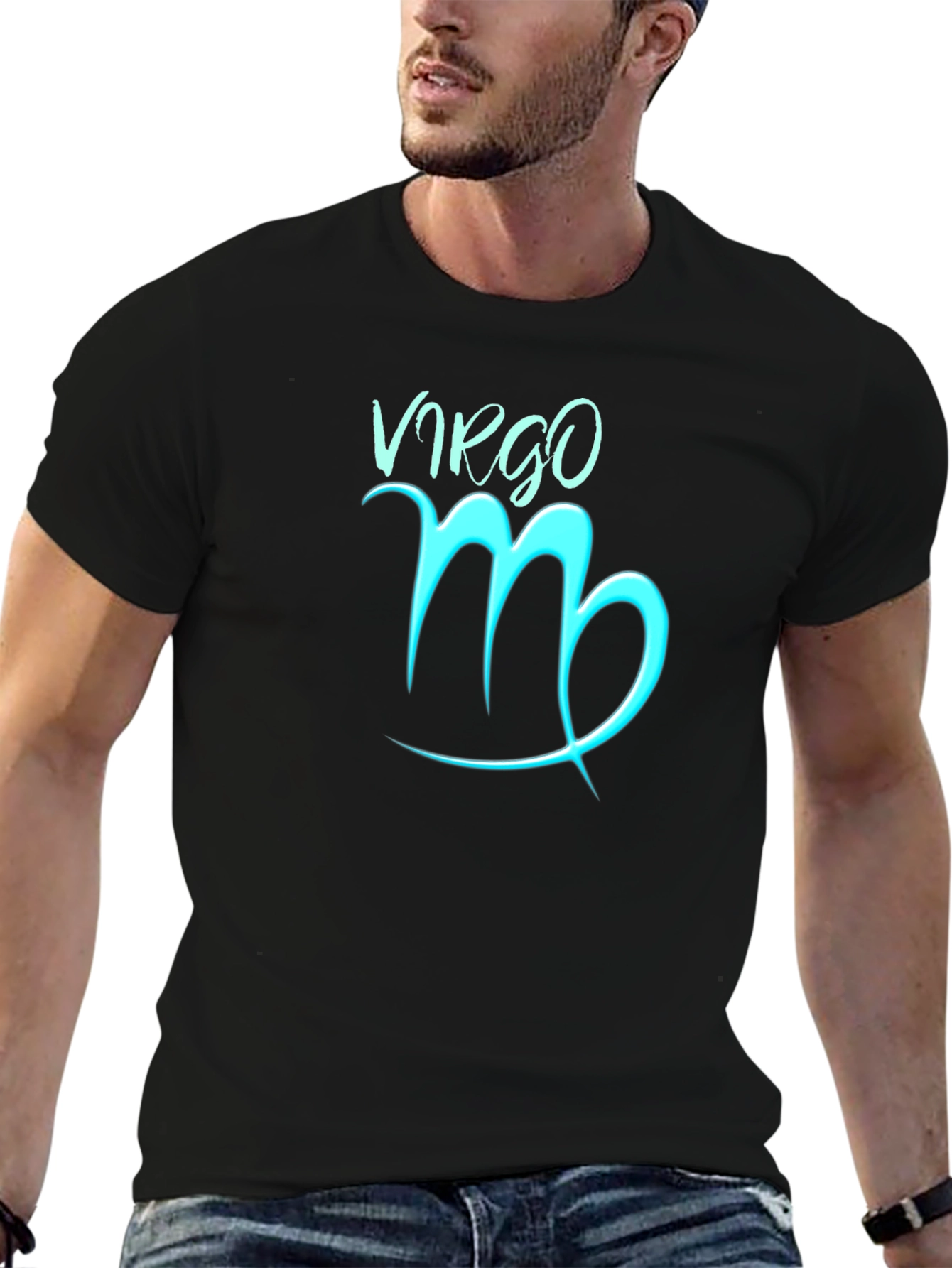 Virgo Zodiac Sign Graphic Tee - Black Cotton Blend