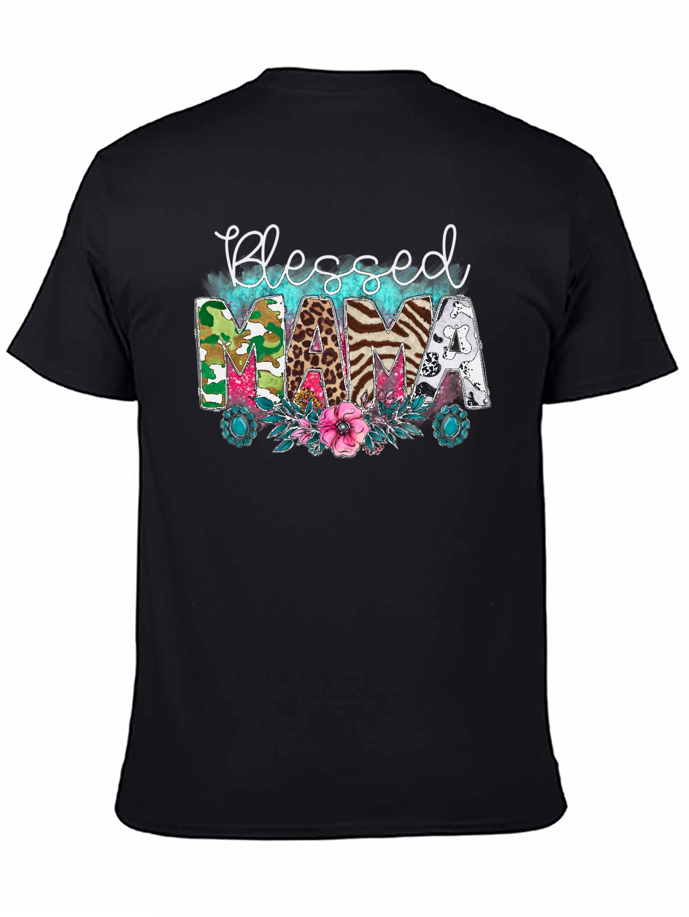 Blessed Mama Graphic Tee - Cute Animal Print