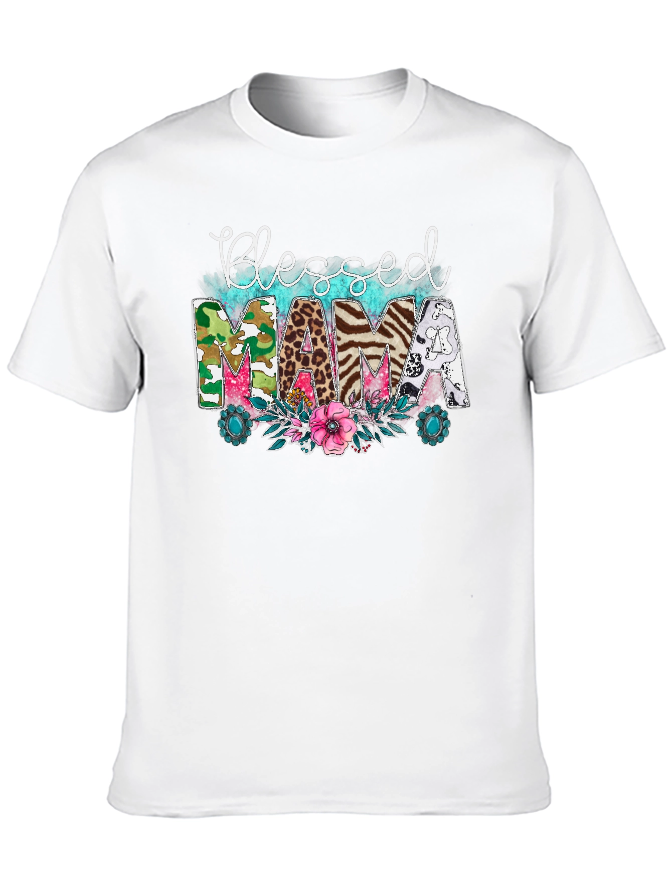 Blessed Mama Graphic Tee - Cute Animal Print
