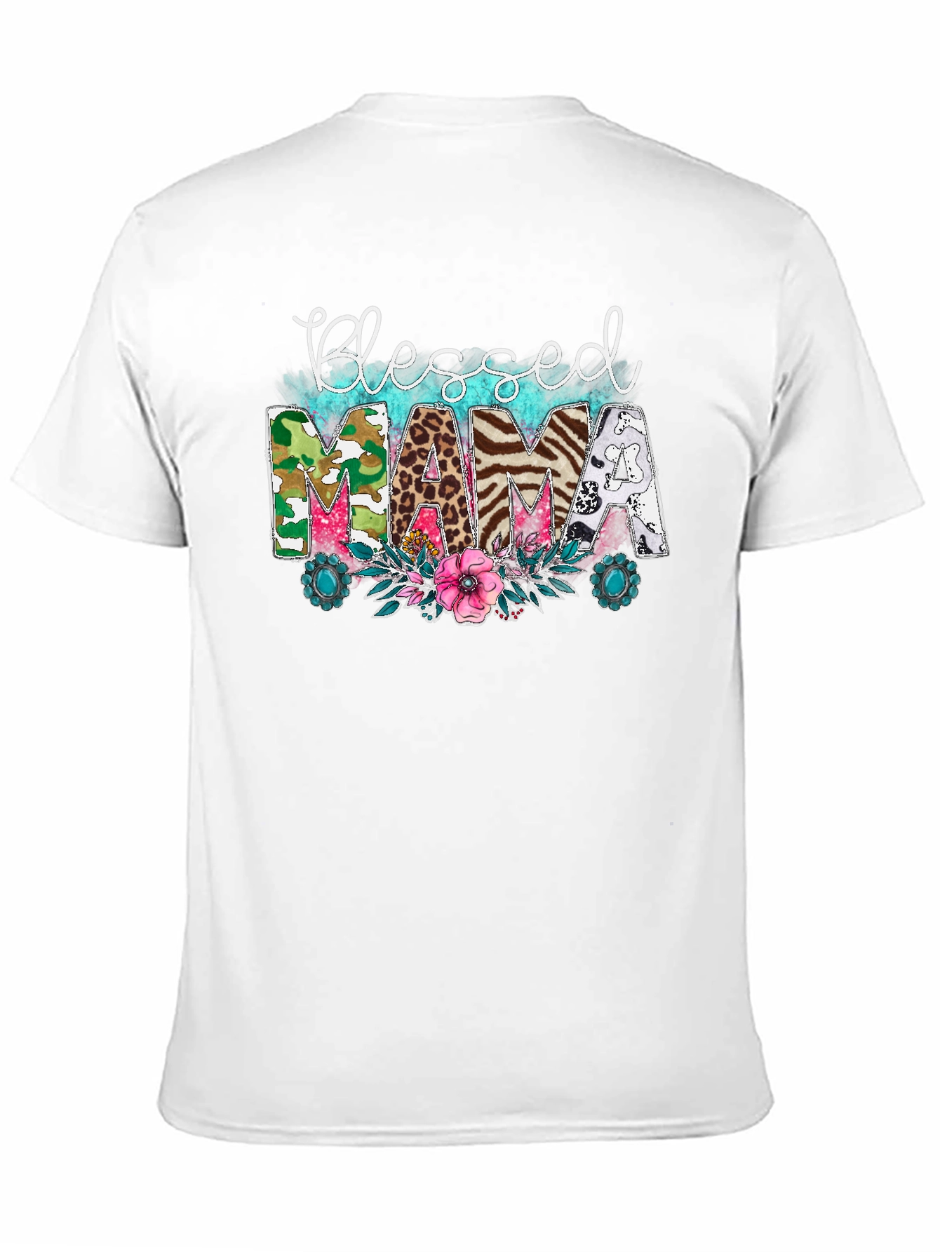 Blessed Mama Graphic Tee - Cute Animal Print