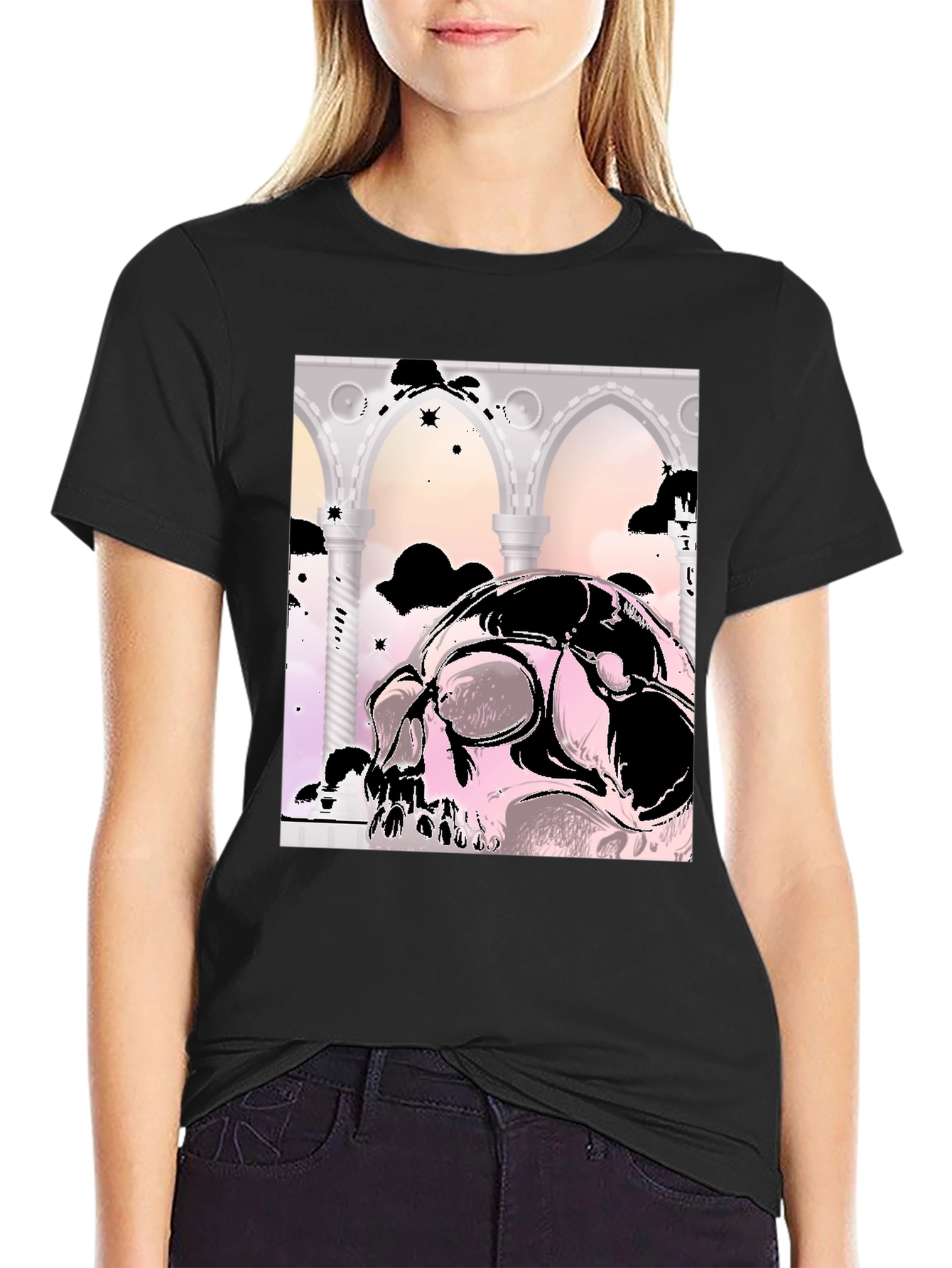 Skull & Arches Graphic Tee - Edgy Style