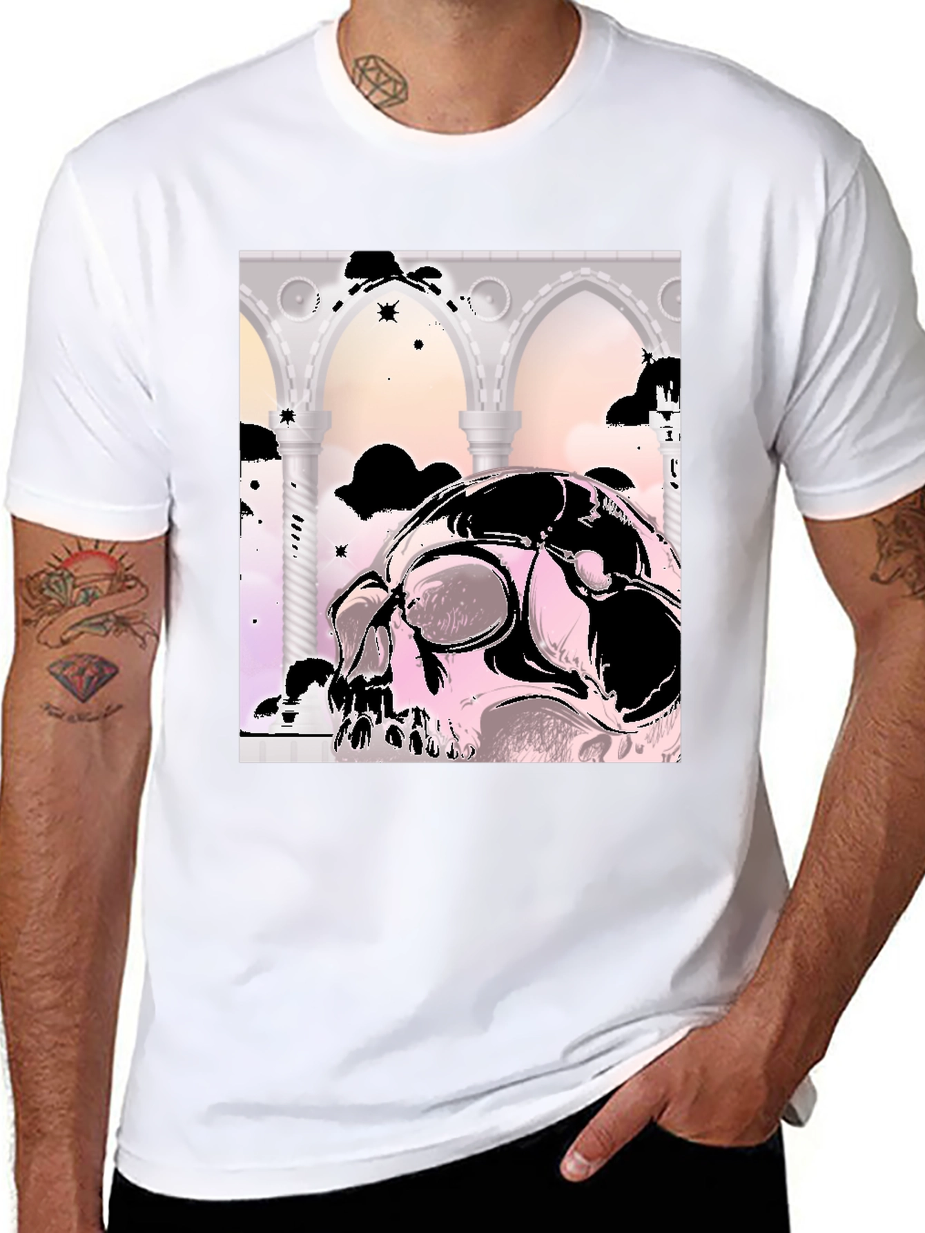 Skull & Arches Graphic Tee - Edgy Style