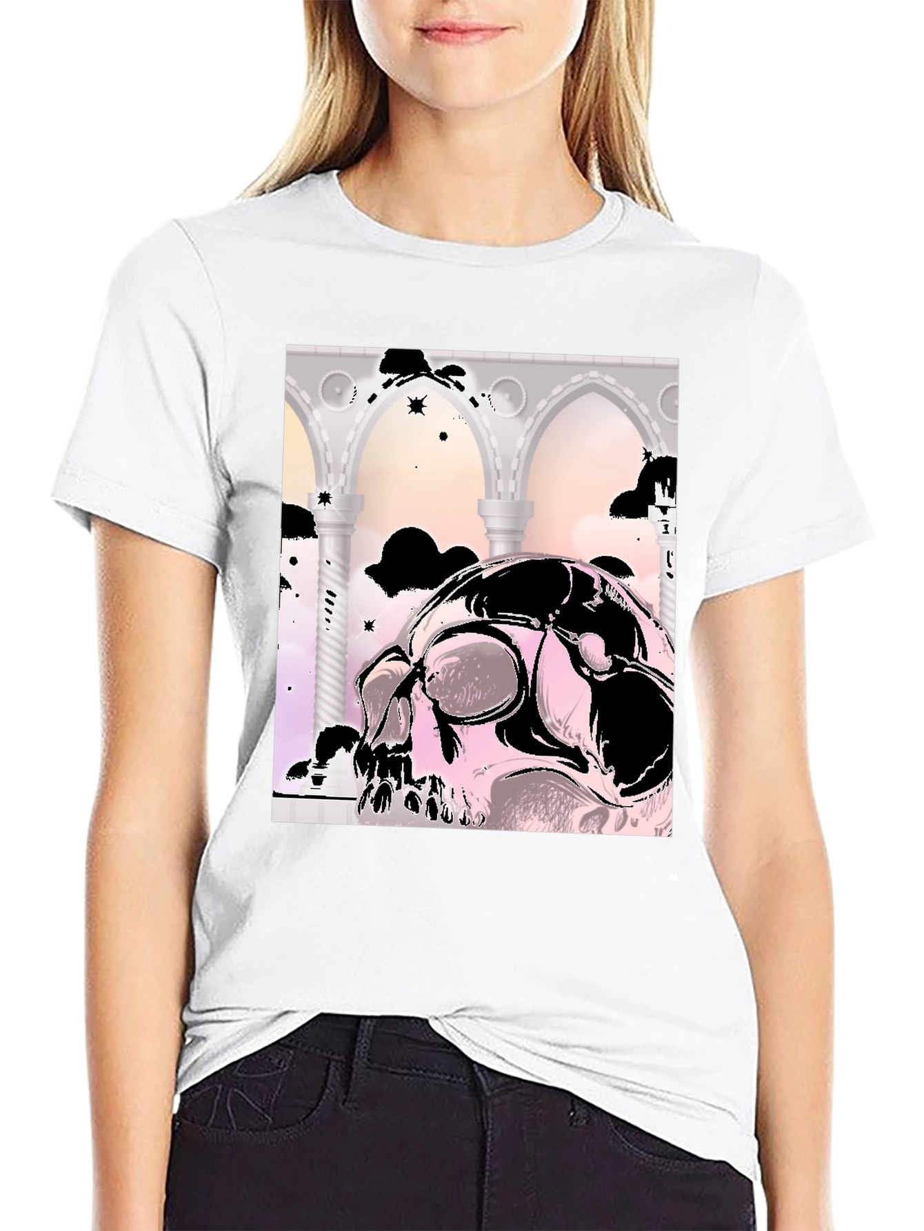 Skull & Arches Graphic Tee - Edgy Style