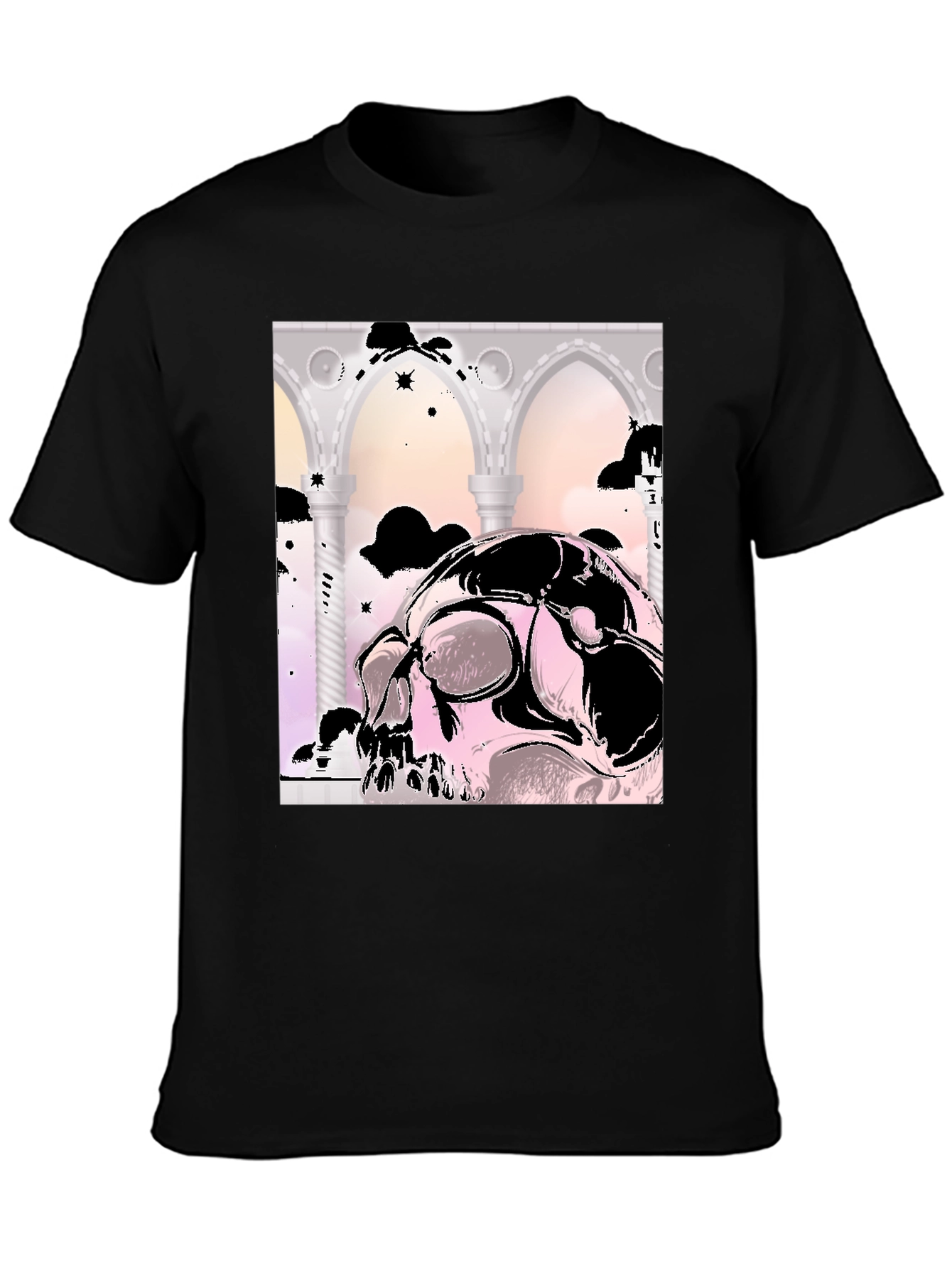 Skull & Arches Graphic Tee - Edgy Style