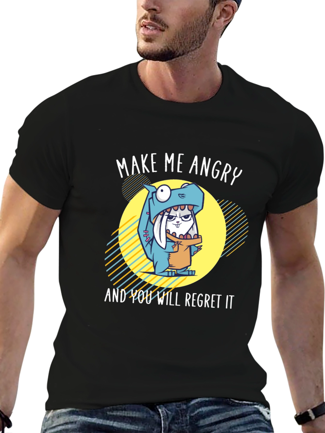 Funny Angry Bunny Dinosaur T-Shirt