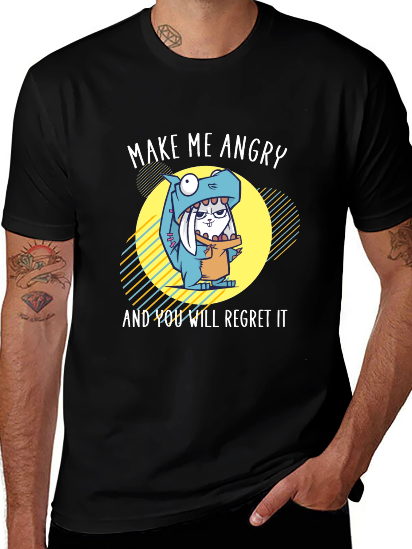 Funny Angry Bunny Dinosaur T-Shirt