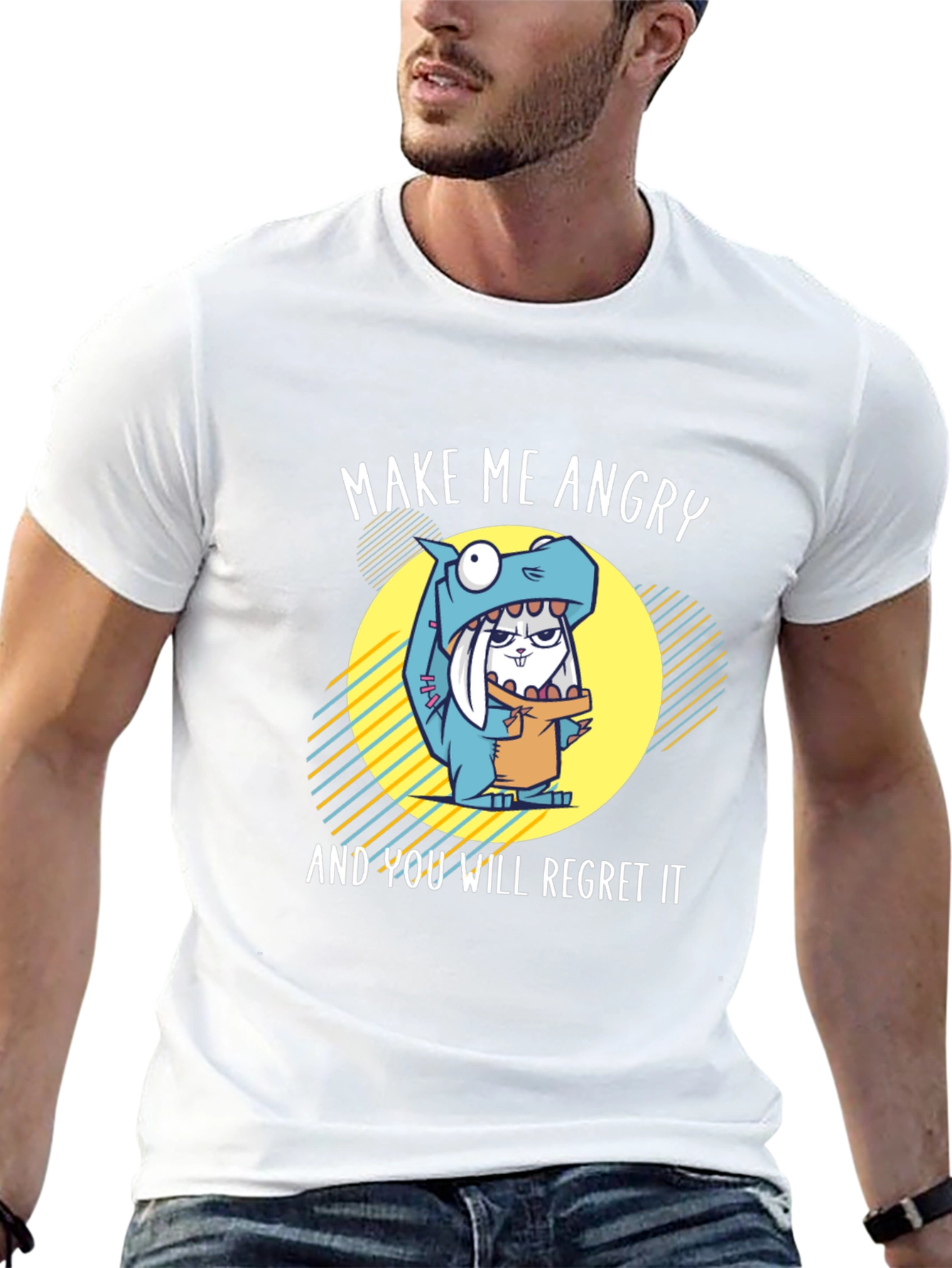 Funny Angry Bunny Dinosaur T-Shirt