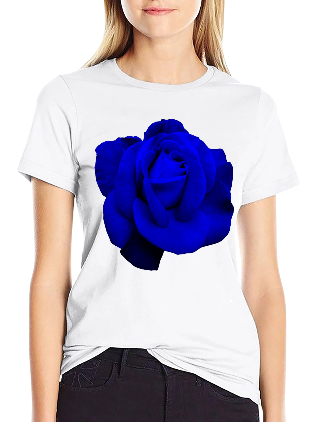 Blue Rose Graphic T-Shirt - Mens Black Tee