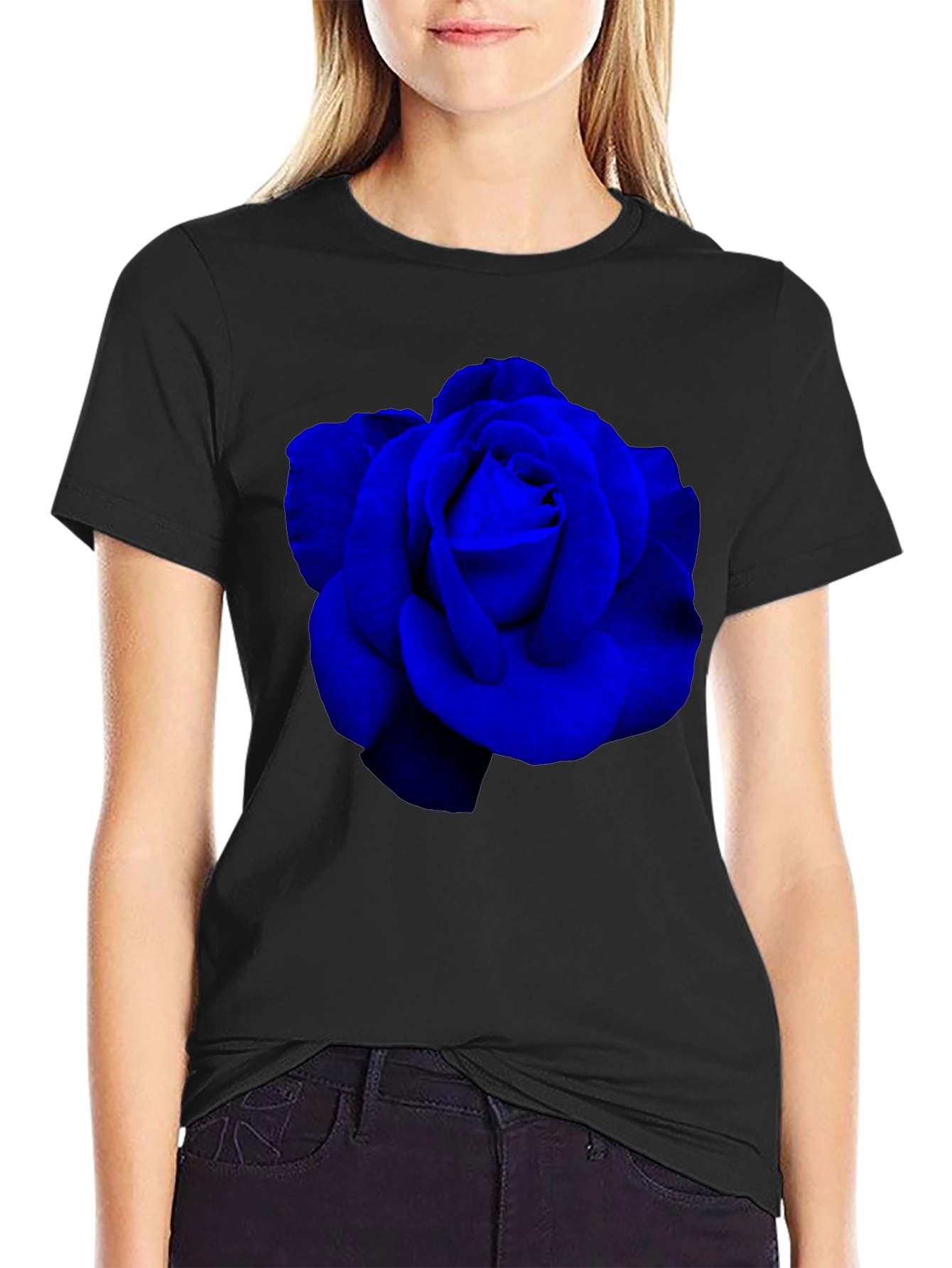Blue Rose Graphic T-Shirt - Mens Black Tee