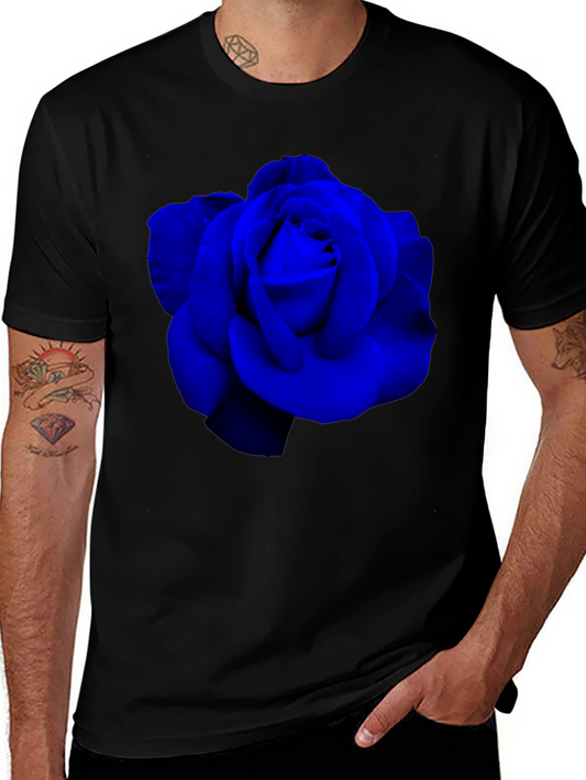 Blue Rose Graphic T-Shirt - Mens Black Tee