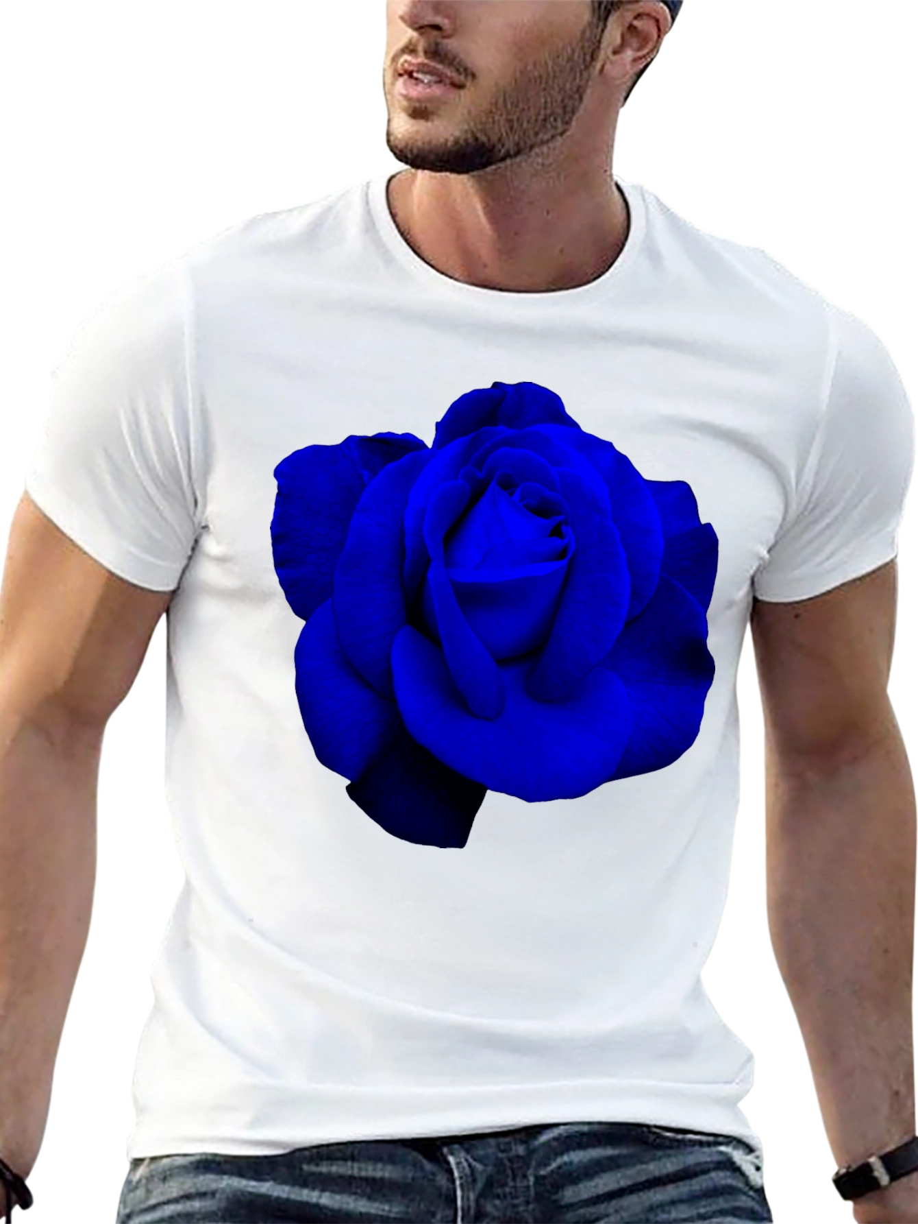 Blue Rose Graphic T-Shirt - Mens Black Tee